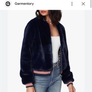 Mother denim Letterman Faux Fur Jacket “a girl named blue”